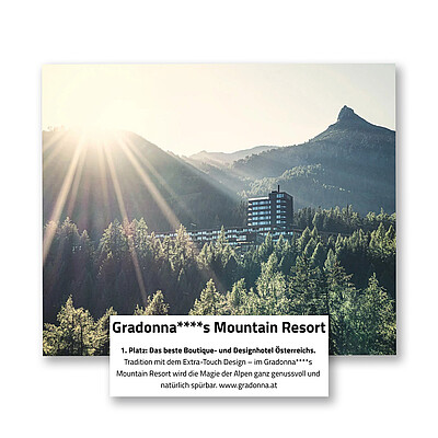 Das Gardonna****s Mountain Resort ️ wurde erneut als Österreichs bestes Boutique- und Designhotel vom connoisseur.circle @connoisseur.circle ausgezeichnet. Wir freuen uns sehr über diesen Award.